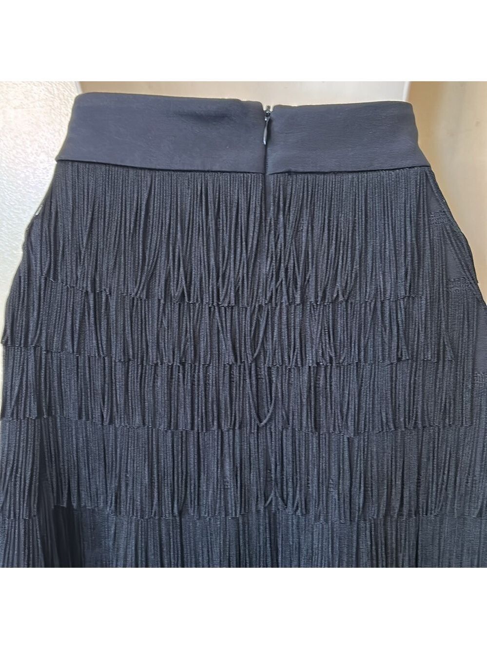 Jaygodfrey black silk fringe skirt size 8 - Picture 6 of 8